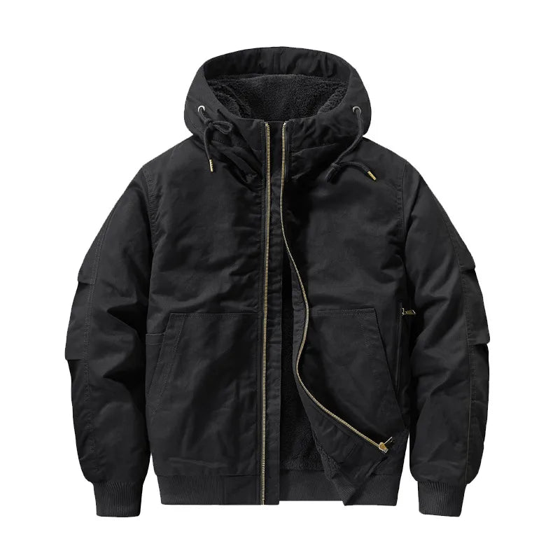 Austen | Hooded Bomber Jacket - Color:Black;Size:S