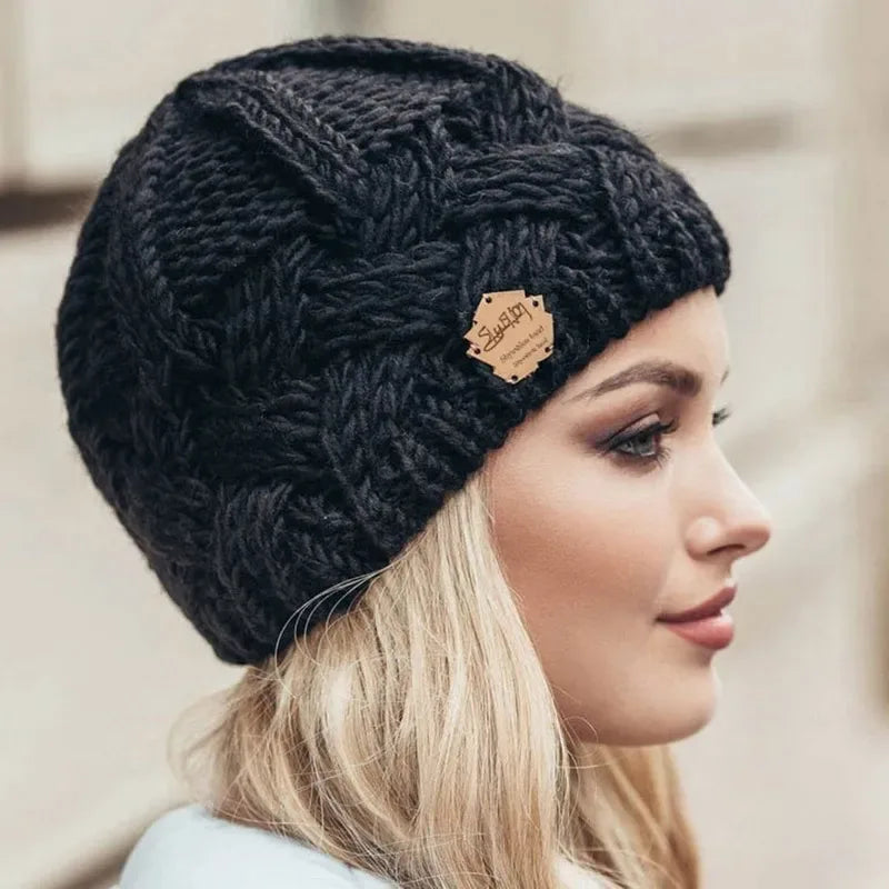 Ava | Women's Warm Knitted Hat - Color:Black;Size:One Size