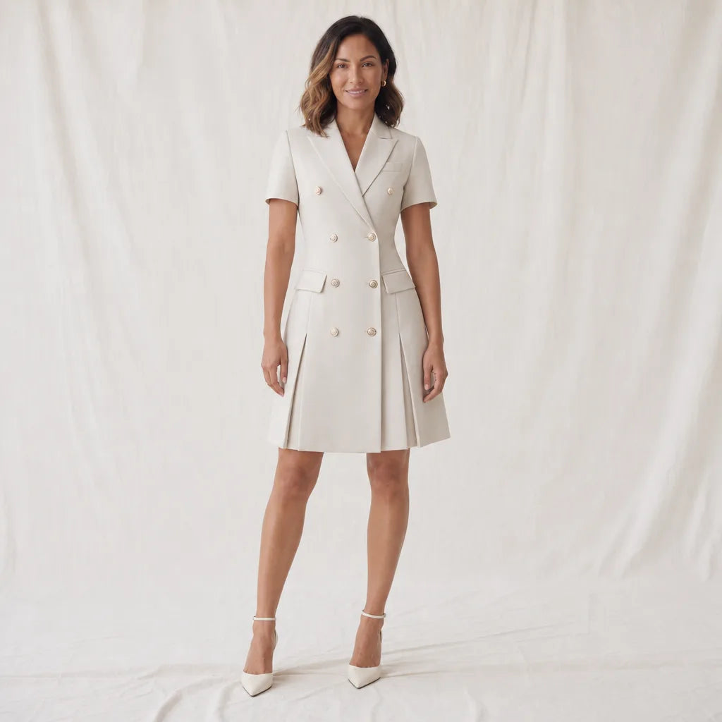 Beverly Blazer Dress - Color:Cream;Size:XS