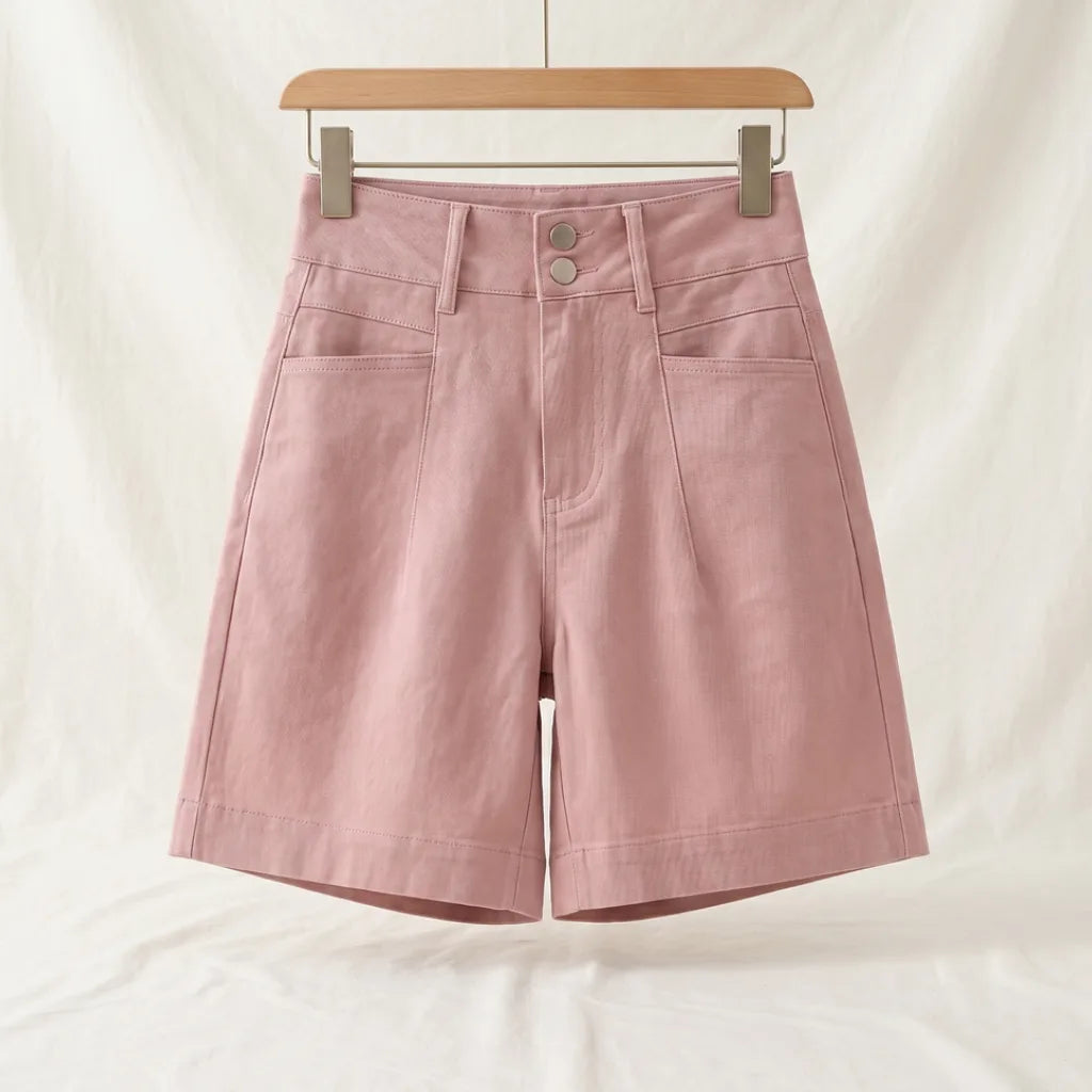 Beverly High Waist Shorts - Color:Pink;Size:S: recommended under (99 lb)