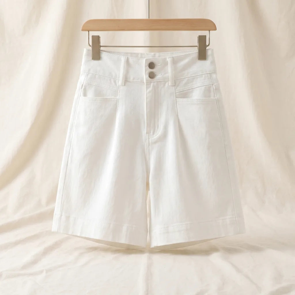 Beverly High Waist Shorts - Color:White;Size:S