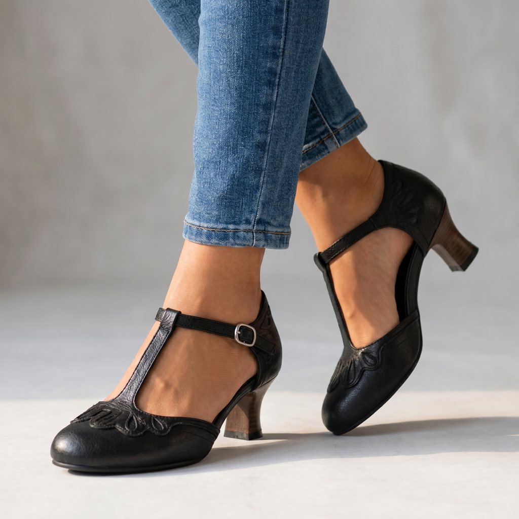 Clara | Womens T Strap Block Heels