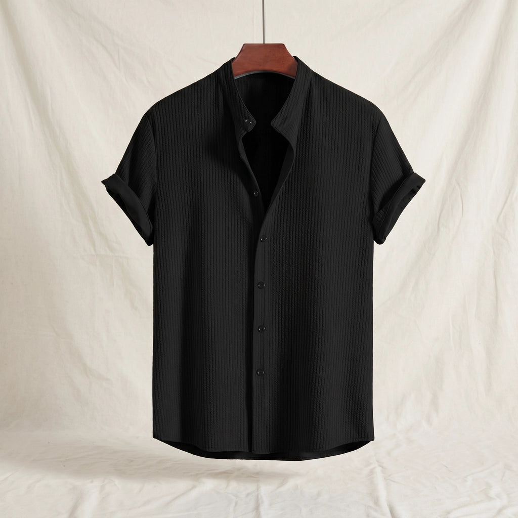 Kilmer Band Collar Shirt - Color:Black;Size:S