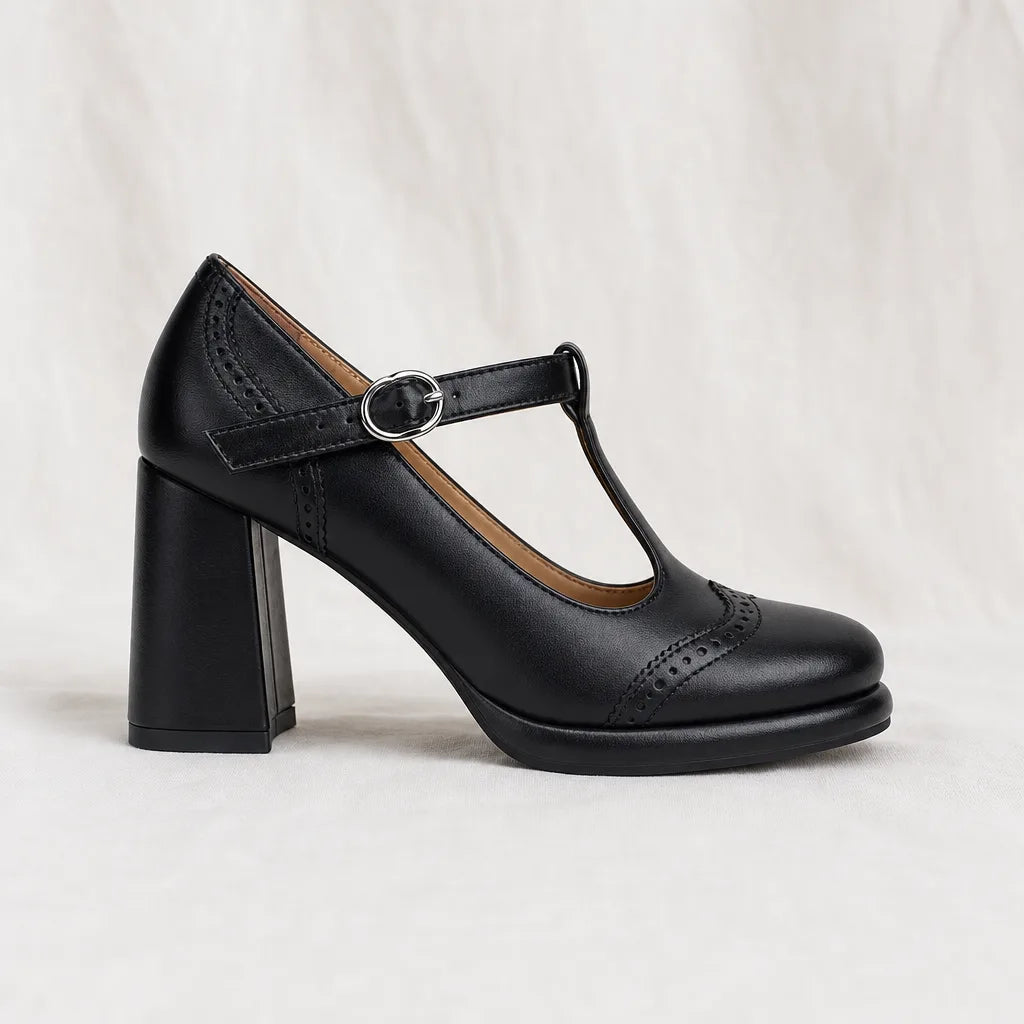 Women's Black Chamberlain Platform Mary Janes