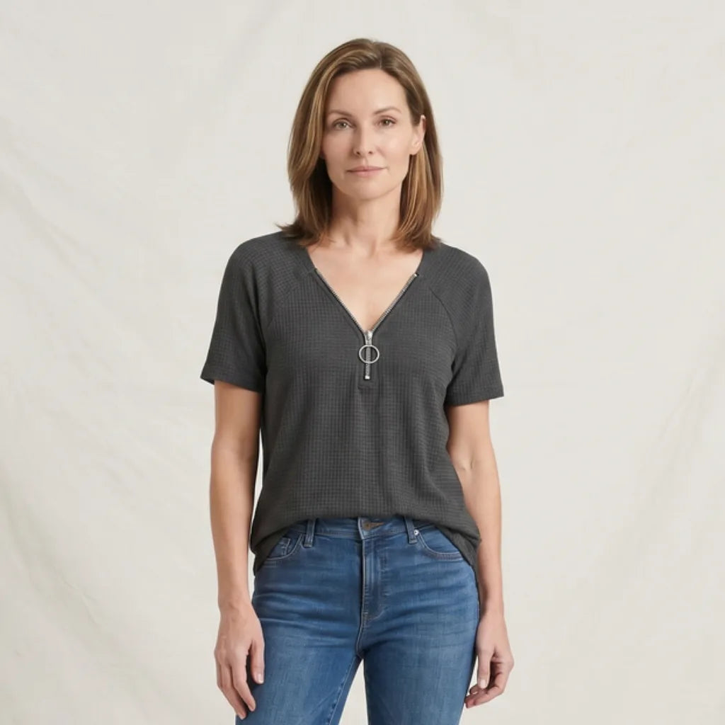Boone Zip V-Neck T-Shirt