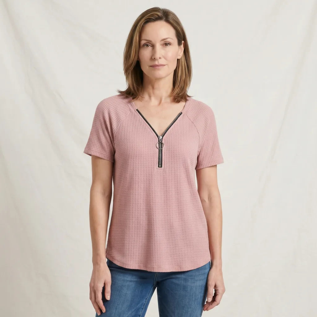 Boone Zip V-Neck T-Shirt
