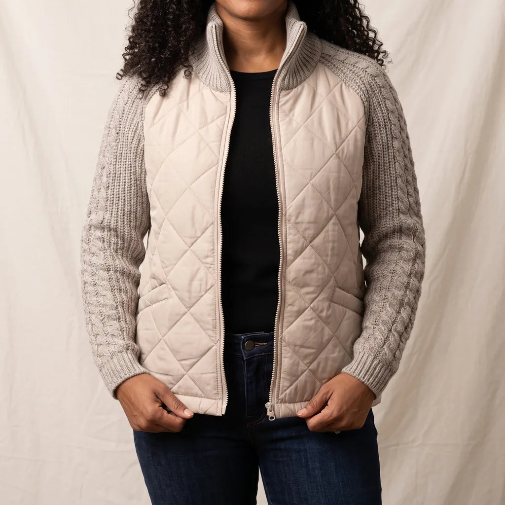 Bridget Womens Puffer Jacket - Color:Beige;Size:XS