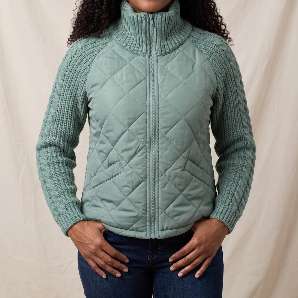 Bridget Womens Puffer Jacket - Color:Green;Size:XS