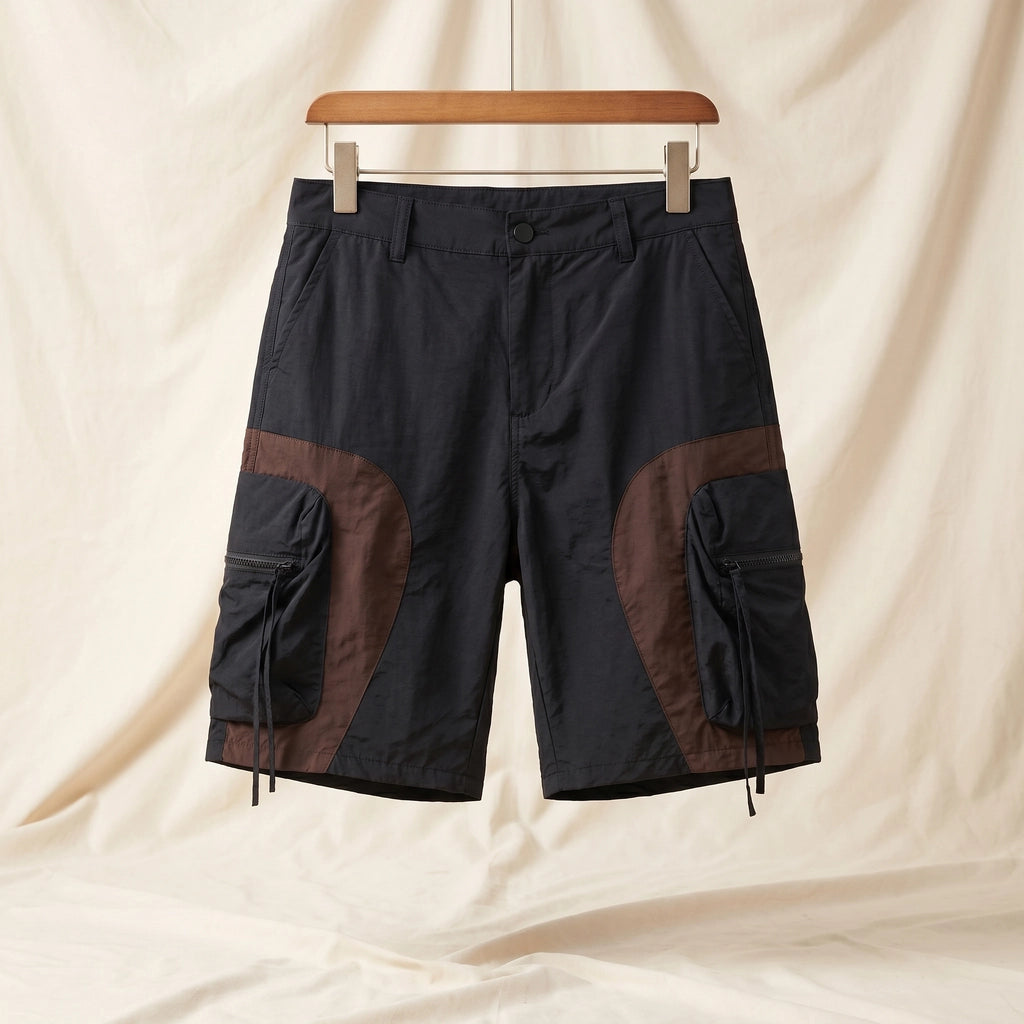 Lionel Panelled Mesh Shorts - Color:Brown;Size:S