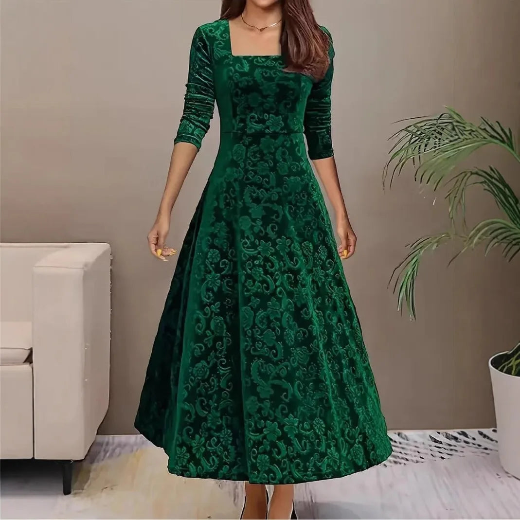 Bryn | Women's Elegant Christmas Dress - Size:S;Color:Dark Green