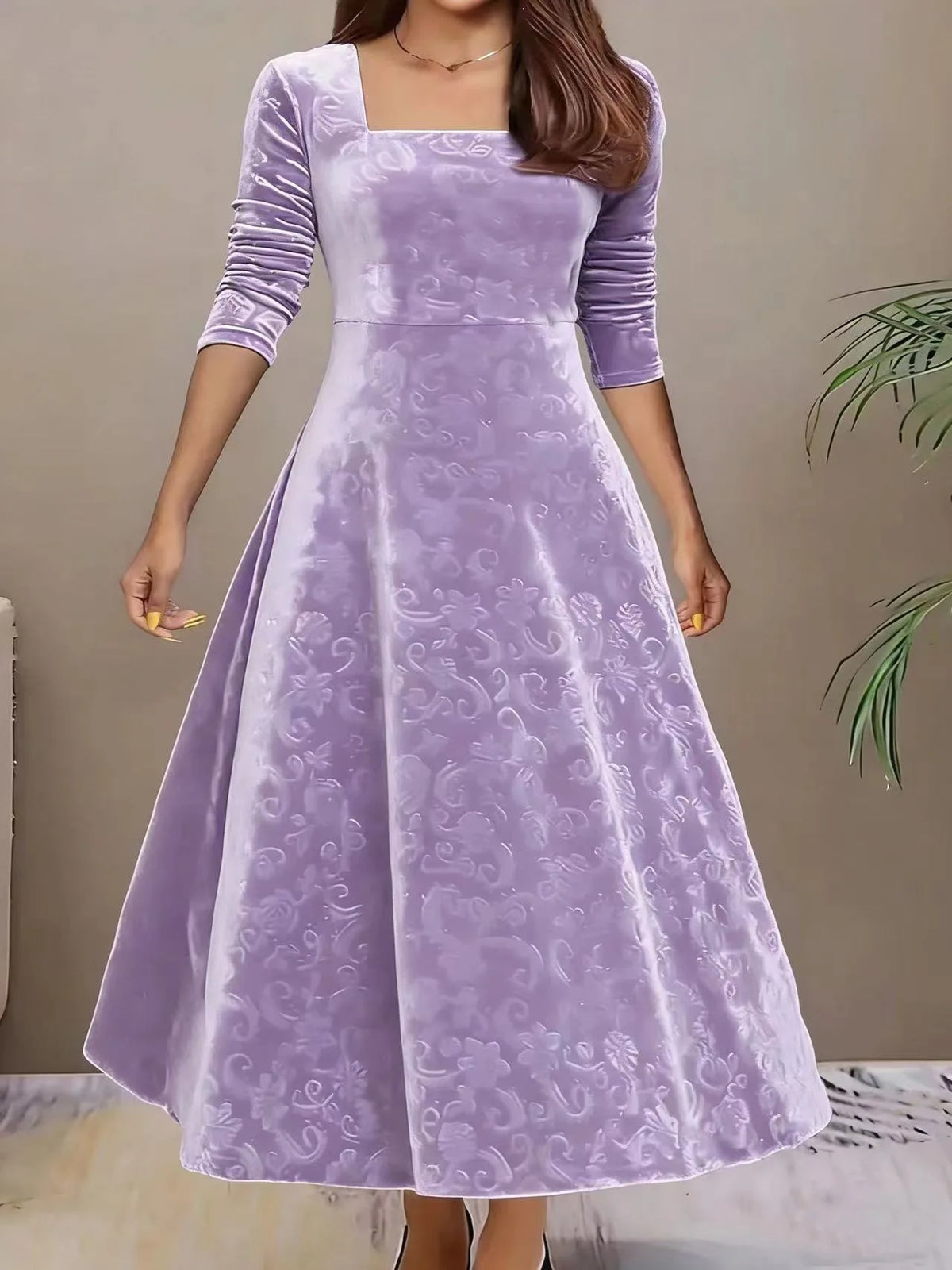 Bryn | Women's Elegant Christmas Dress - Size:S;Color:Light Purple