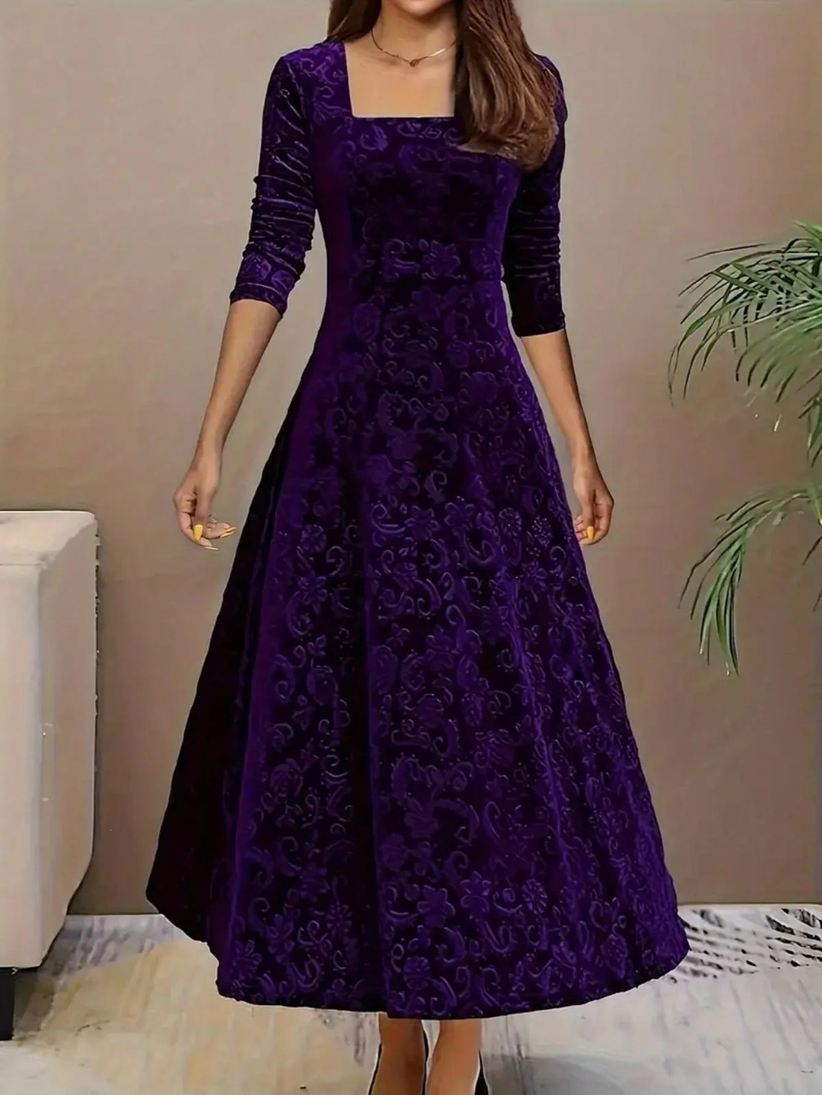 Bryn | Women's Elegant Christmas Dress - Size:S;Color:Purple
