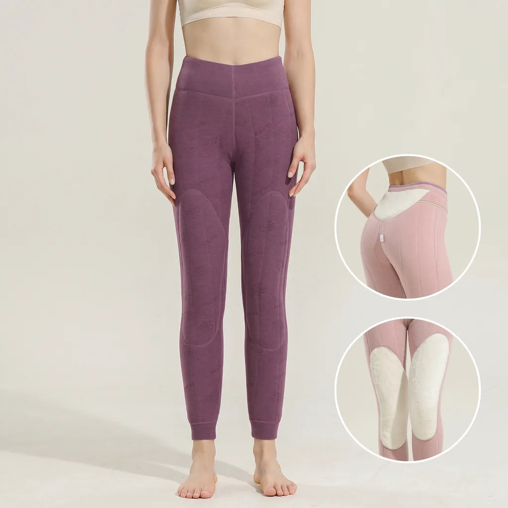 Bryony | Wool Fleece Lined Leggings - Size:M;Color:Pink