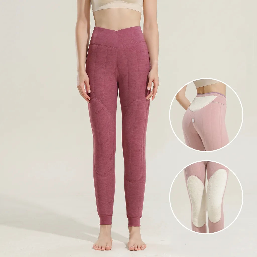 Bryony | Wool Fleece Lined Leggings - Size:M;Color:Rose