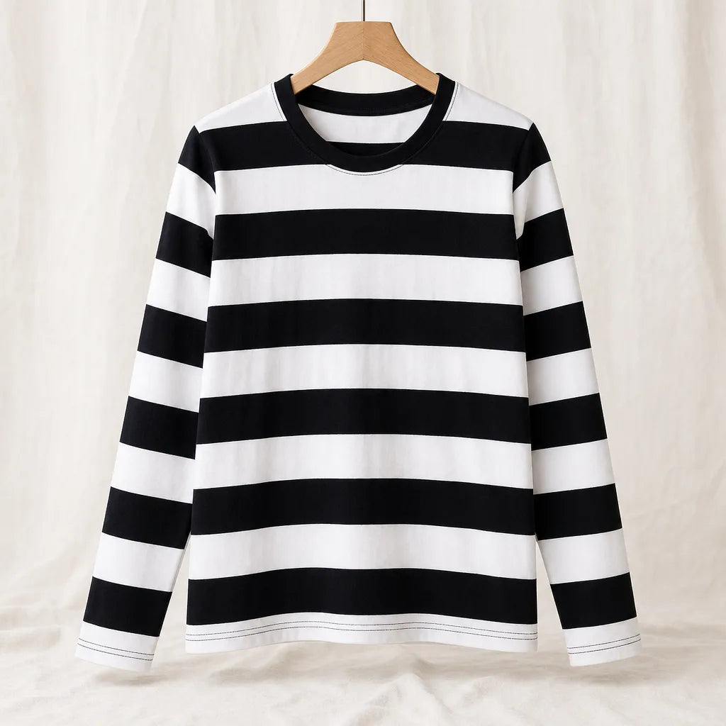 Camilla Striped Long-Sleeve Top - Color:White;Size:S