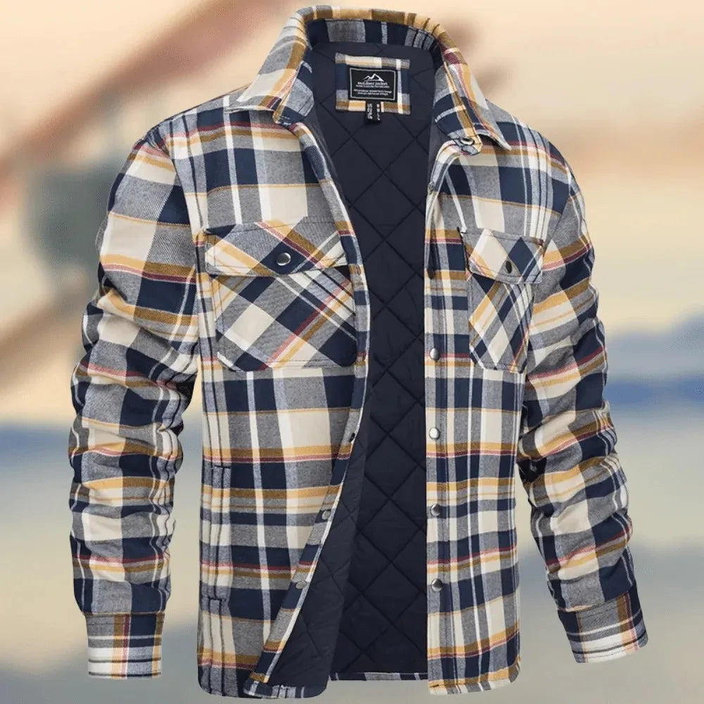 Carlton | Quilted Check Shirt Jacket - Size:XS;Color:Khaki