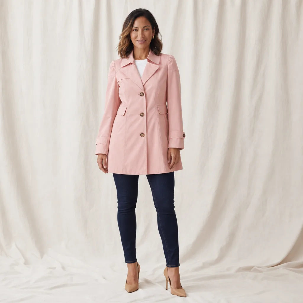 Carroll | Longline Trench Coat - Color:Pink;Size:S