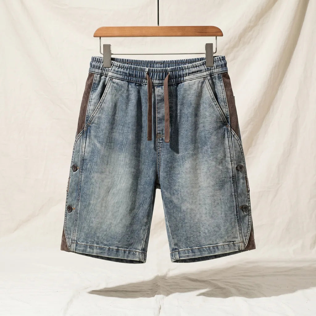 Carver Cotton Denim Shorts - Color:Blue;Size:XS