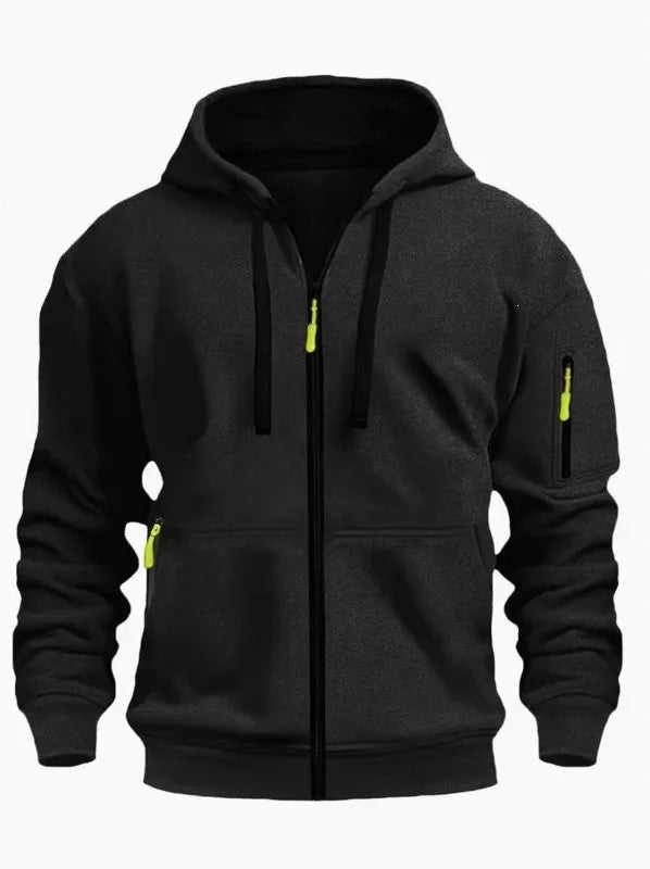 Cassius | Men's Zip Up Hooded Jacket - Size:XS;Color:Black