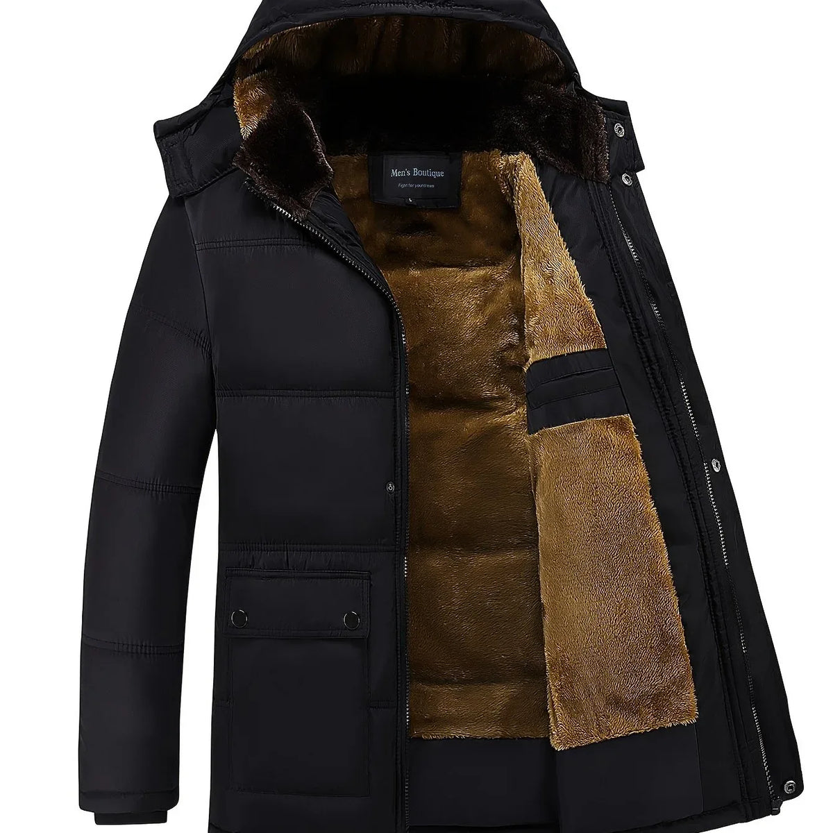 Men's Hooded Winter Padded Coat Black.webp