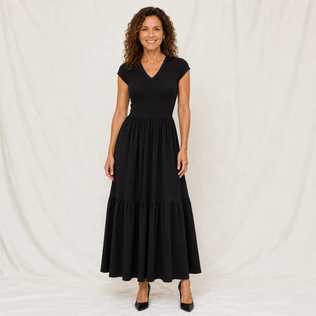 Women's Black Newton Belted Midi Dress