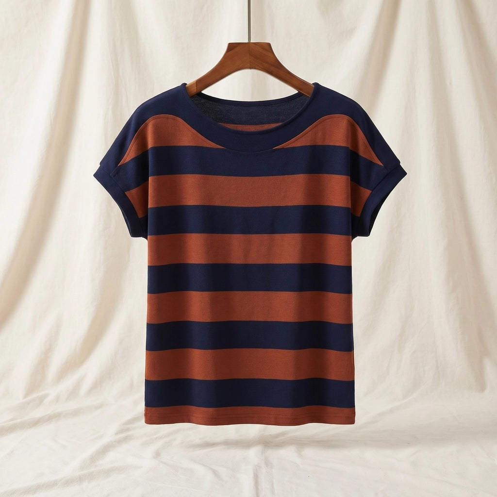 Celine Striped T-Shirt - Color:Khaki;Size:S