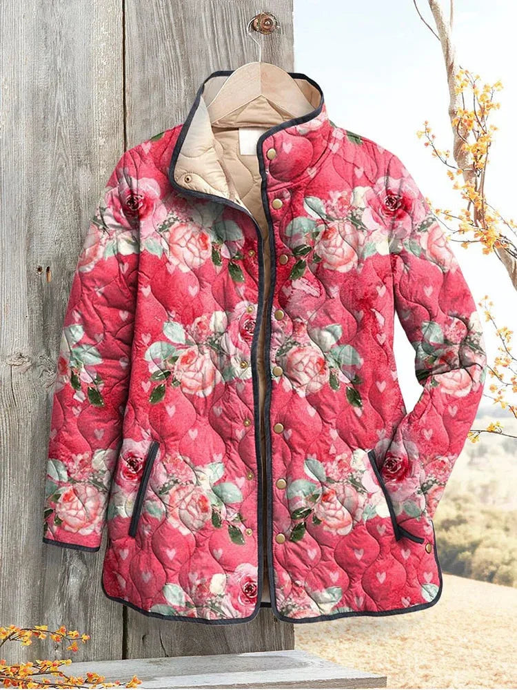 Claire | Women's Quilted Artistic Jacket - Size:XXS;Color:Rose