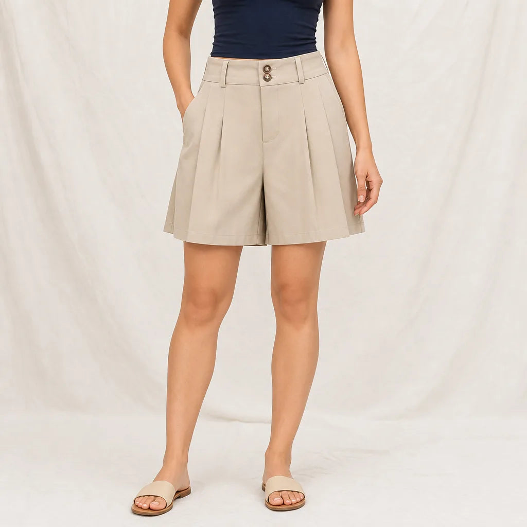 Women's Khaki Clancy High Waist Shorts