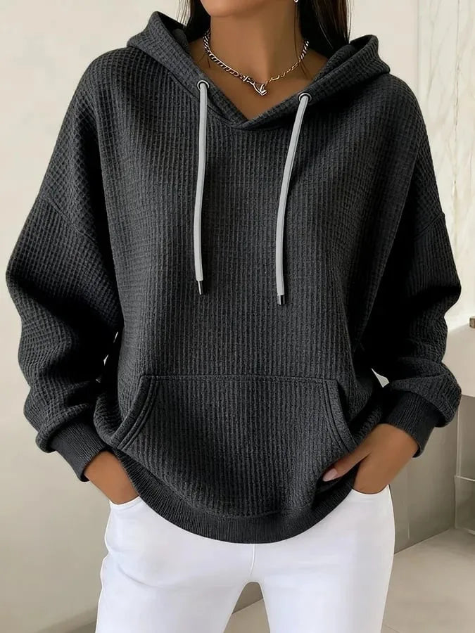 Clarissa | Women's Textured Hoodie - Color:Black;Size:XS