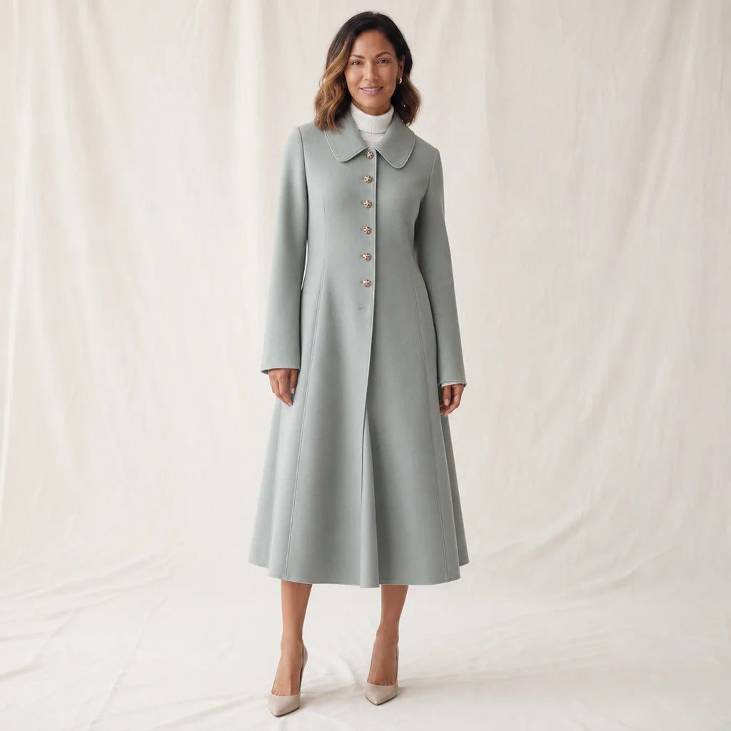 Cleira Button Coat - Color:Green;Size:S