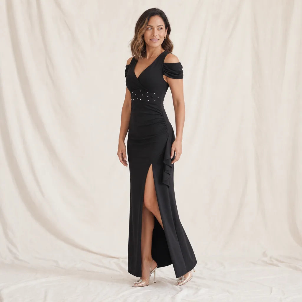 Women's Black Clementine Beaded Maxi Dress