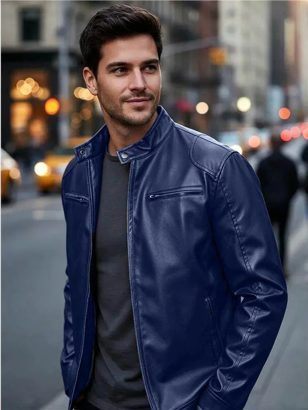 Colvin | Men's Stand Collar Jacket - Size:XS;Color:Blue