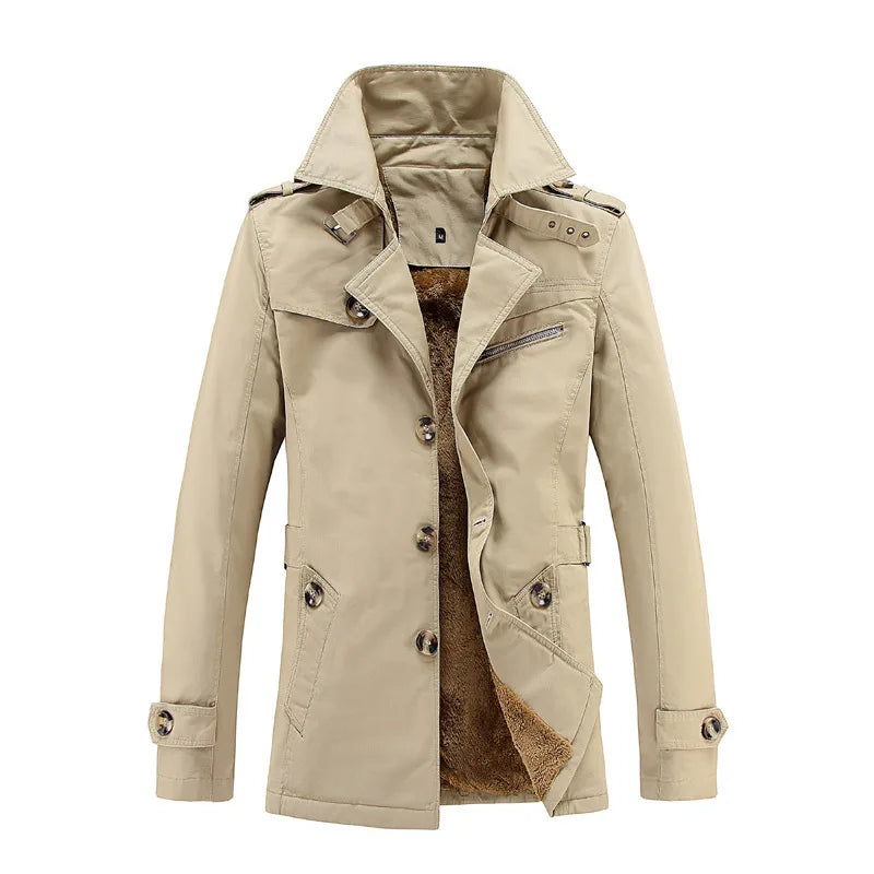 Covington | Men's Trench Coat - Color:Light Khaki Velvet;Size:S