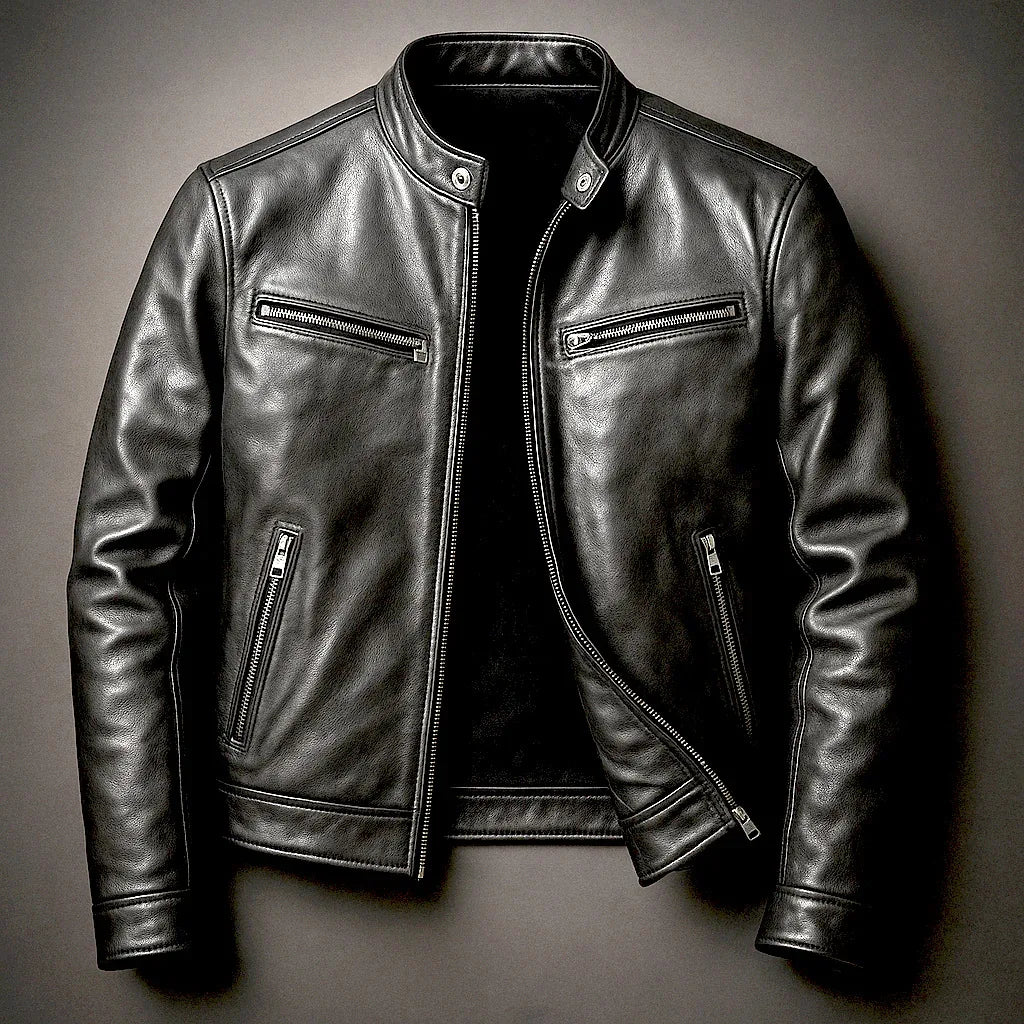 Culver | Men's Faux-Leather Motorcycle Jacket - Color:Black;Size:XS