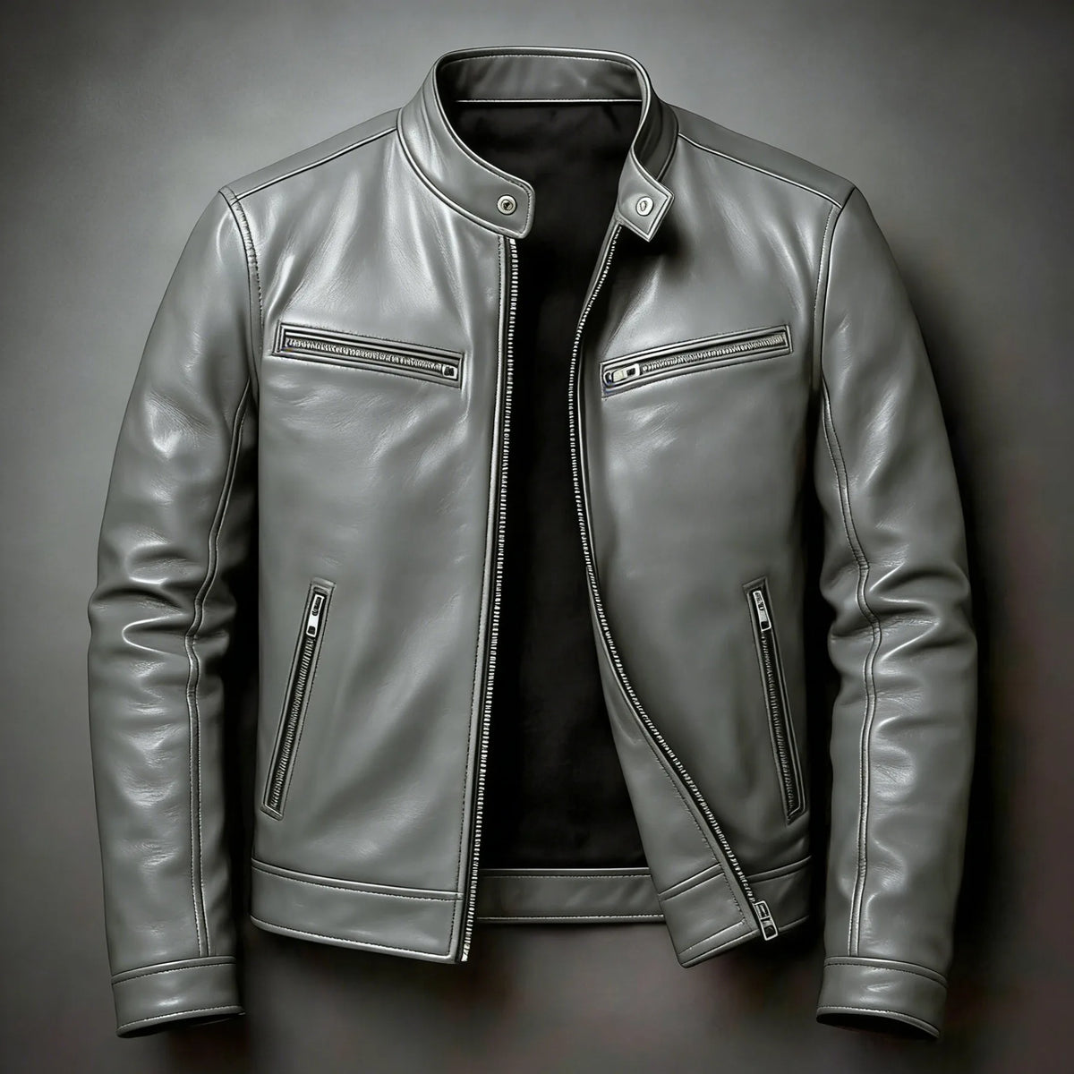 Culver | Men's Faux-Leather Motorcycle Jacket - Color:Space Gray;Size:XS
