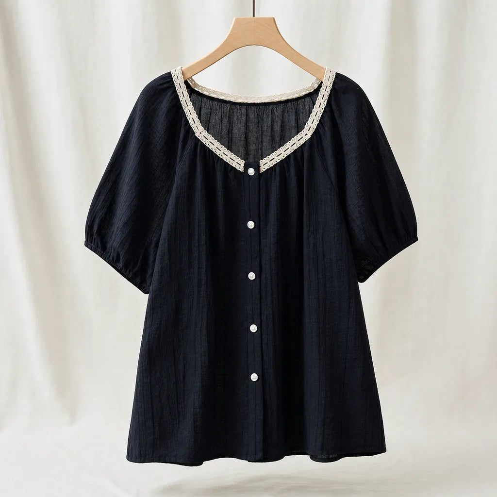 Women's Black Dabney Oversized Button T-Shirt
