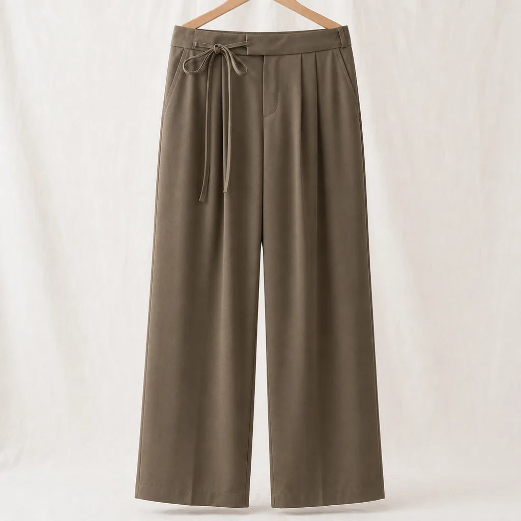 Daphne Pleated Pants - Color:Brown;Size:XS