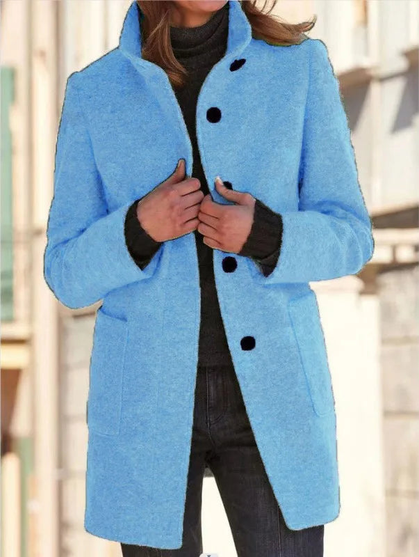 Darcey | Women's Soft Touch Tailored Coat - Color:Light Blue;Size:XS