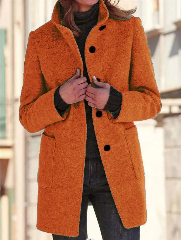 Darcey | Women's Soft Touch Tailored Coat - Color:Orange;Size:XS