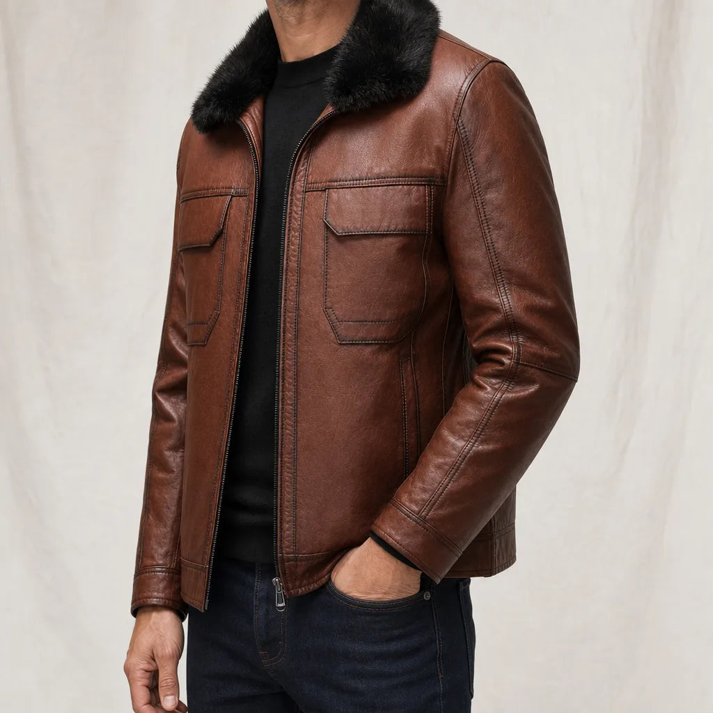Men's Brown Darwin Cowhide Leather Jacket