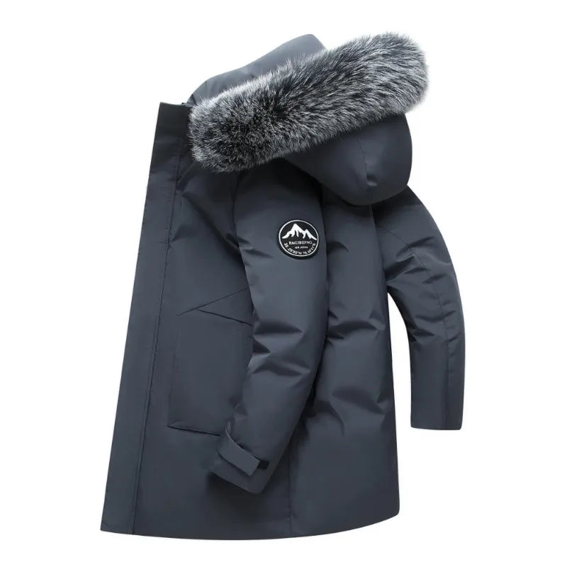 Dayton Expedition | Men's Fur Lined Hooded Trench Coat - Color:Blue Grey;Size:S