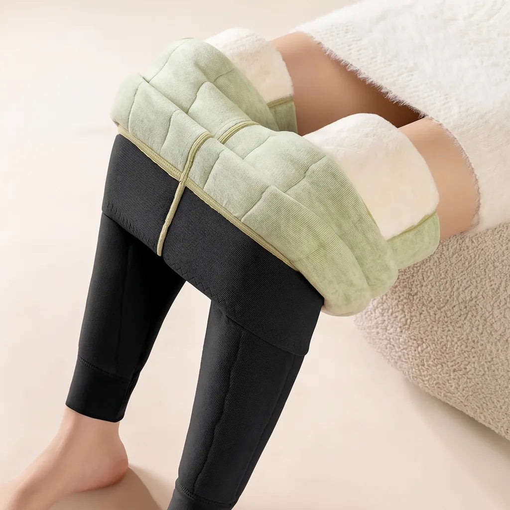 Delaney | Wool Fleece Lined Leggings - Color:Black;Size:M
