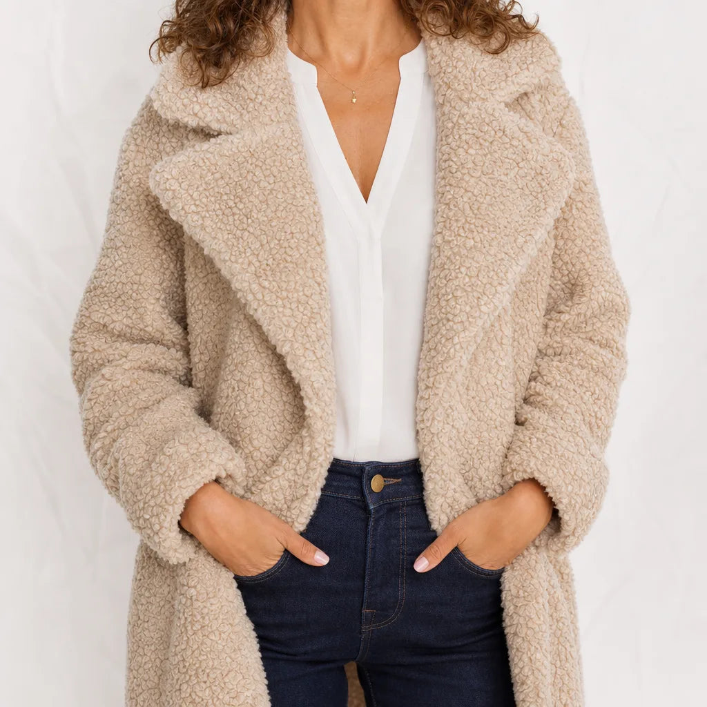 Delia | Women's Teddy Coat - Color:Beige;Size:XS