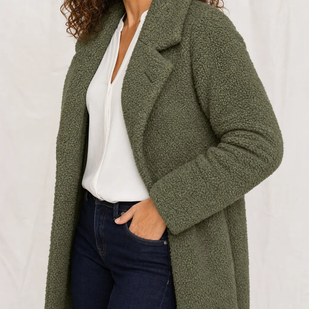 Women's Green Newcomb Plush Long Coat