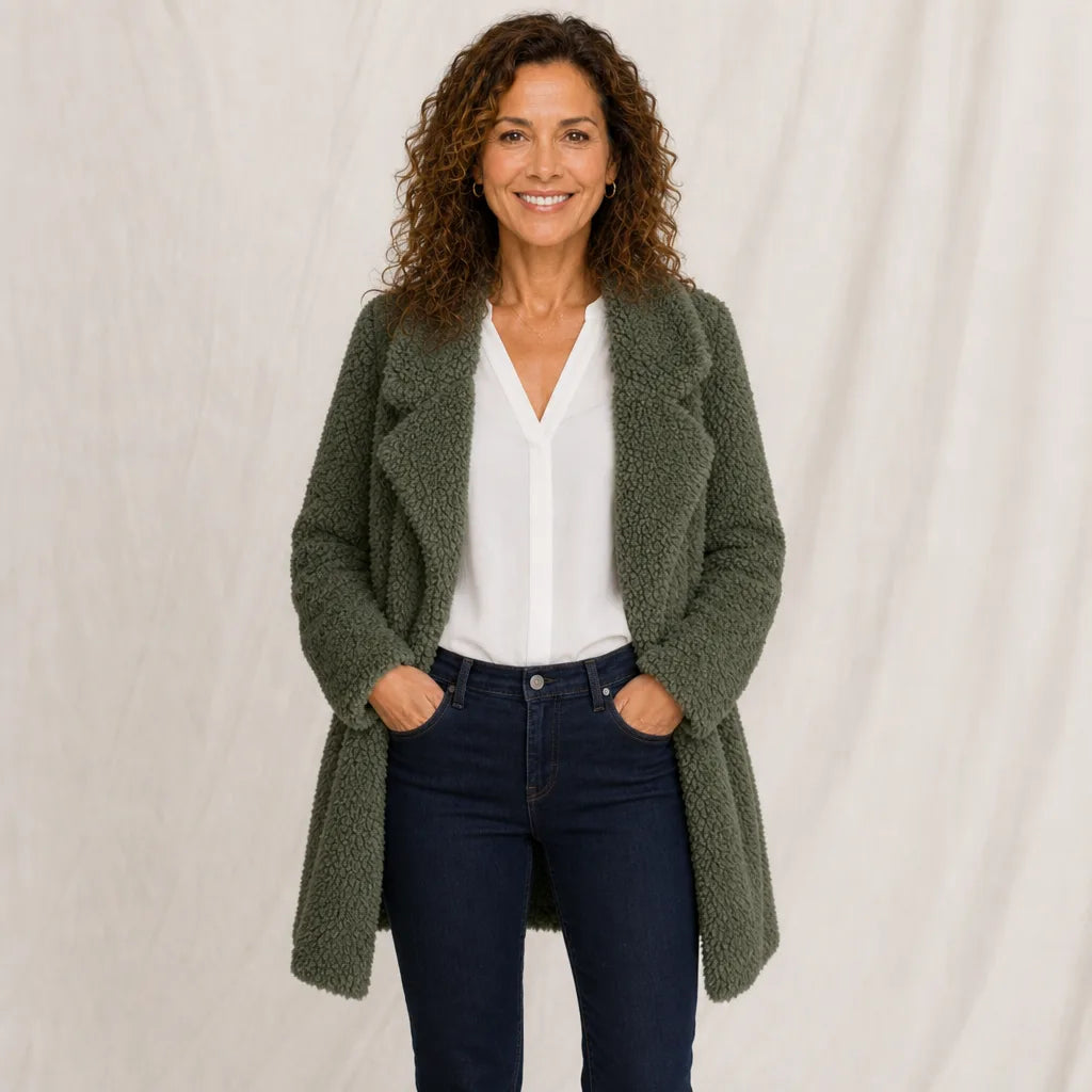 Women's Green Newcomb Plush Long Coat