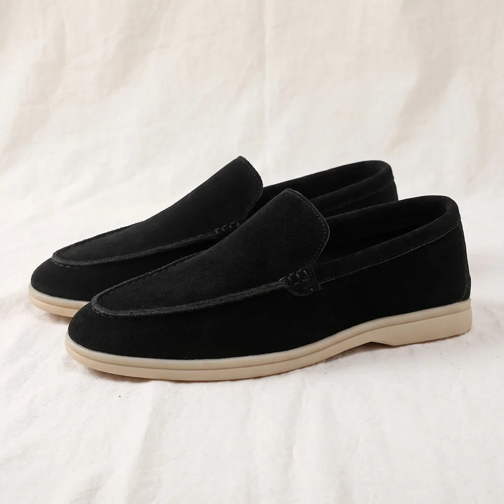 Donnie Suede Loafers - Color:Black;Size:40