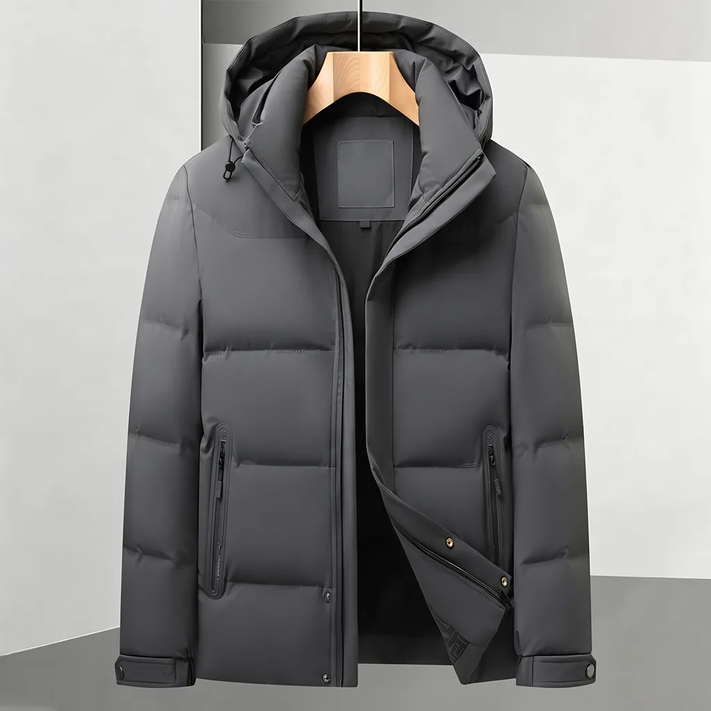 Donovan | Men's Alpine Puffer Hooded Winter Jacket - Color:Gray;Size:M