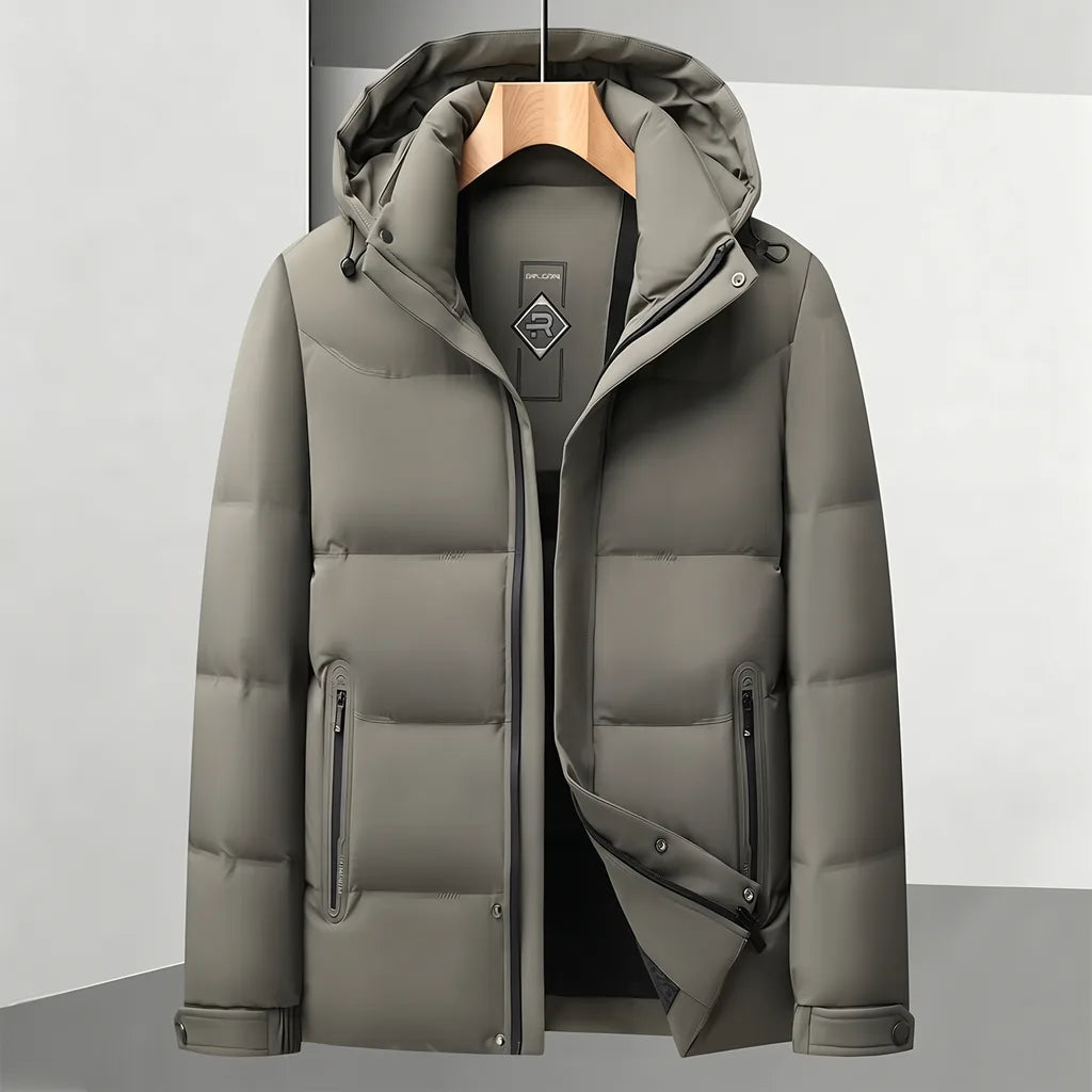 Donovan | Men's Alpine Puffer Hooded Winter Jacket - Color:Khaki;Size:M