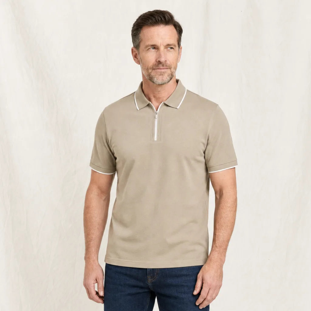 Men's Dudley Silk Quarter-Zip Polo