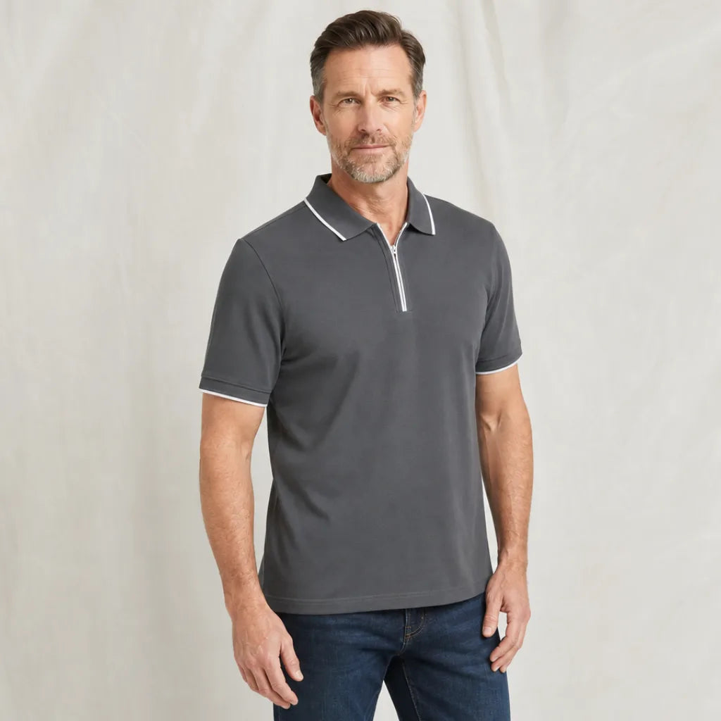 Men's Dudley Silk Quarter-Zip Polo